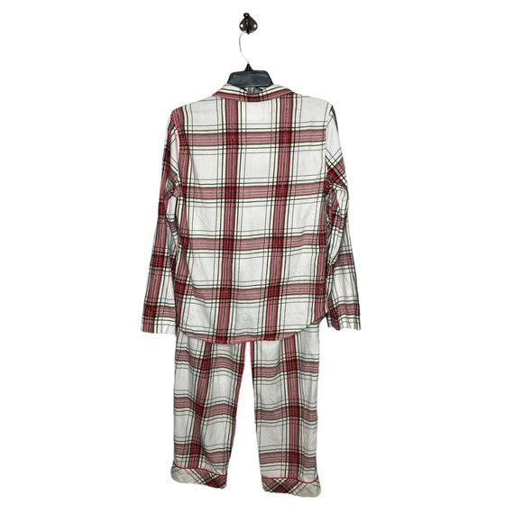 Victoria's Secret Small S White Red Plaid Flannel Classic Pajama Set 2 Piece - Picture 2 of 6
